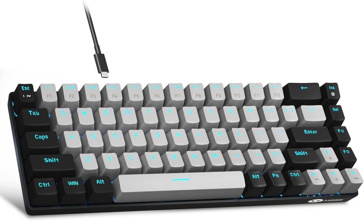 Portable Mechanical Gaming Keyboard LED Backlit Compact 68 Keyscaps - Keys Caps