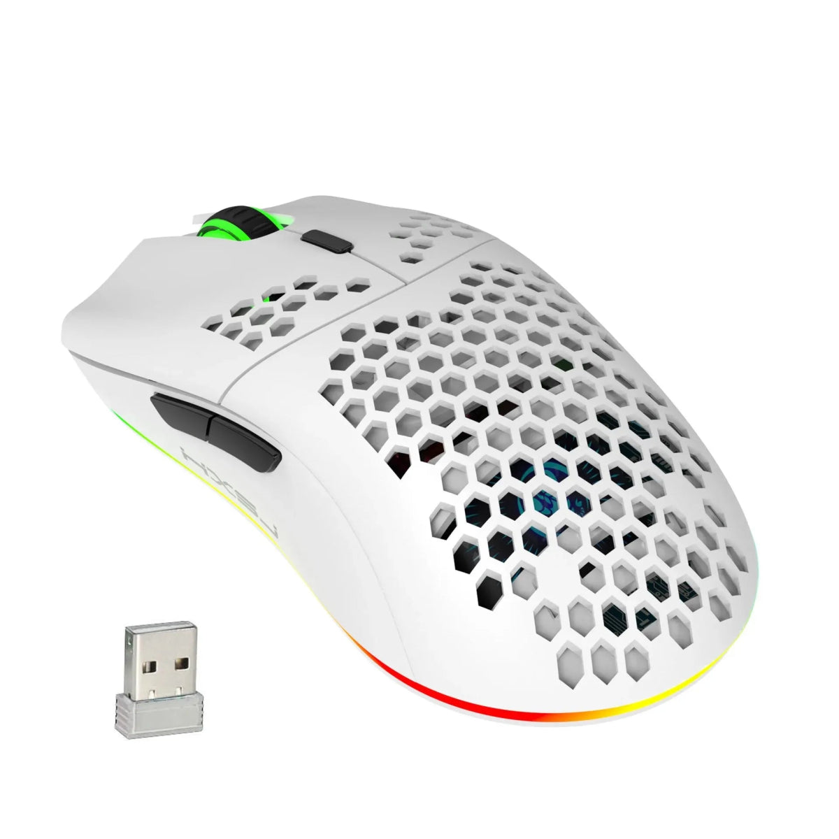 Rechargeable USB 2.4G Wireless Honeycomb Gaming Mouse RGB Lighting - Keys Caps