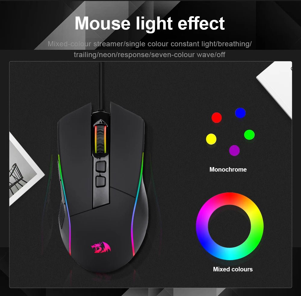 RGB USB Wired Gaming Mouse 8000 DPI 8 buttons ergonomic - Keys Caps