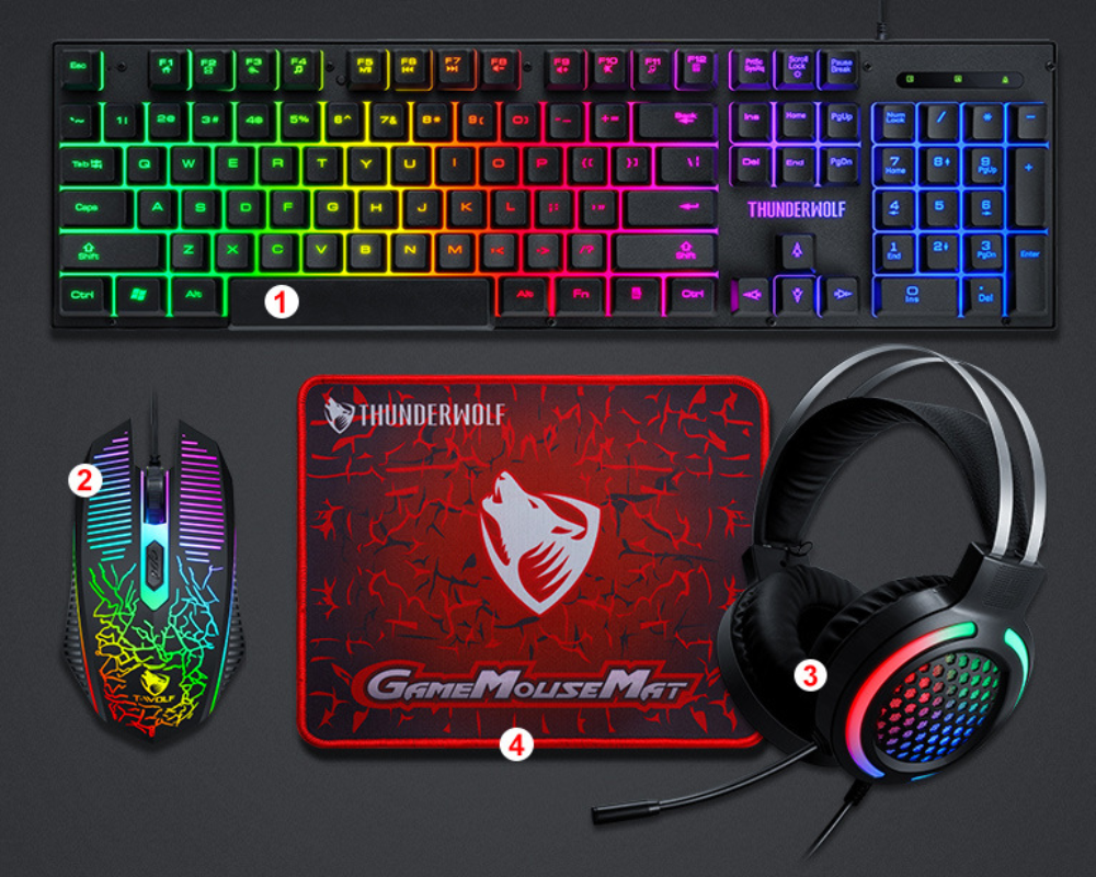 Ergonomic Wired Full Key Professional Mechanical Gaming Set - KeysCaps