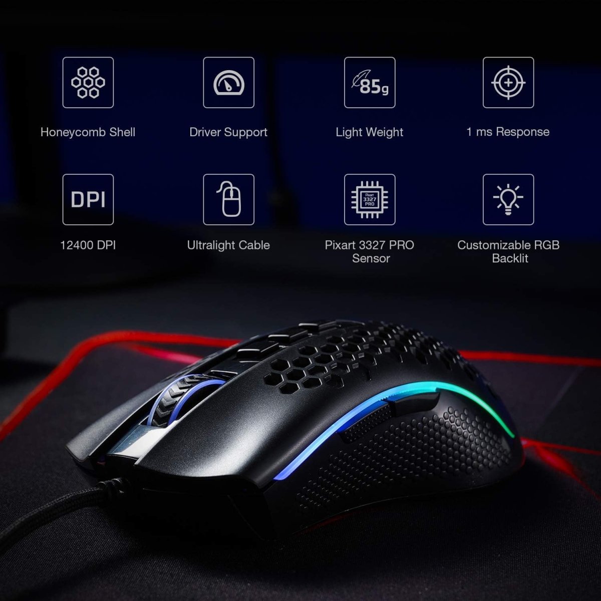 Storm Lightweight RGB Gaming Mouse - Keys Caps