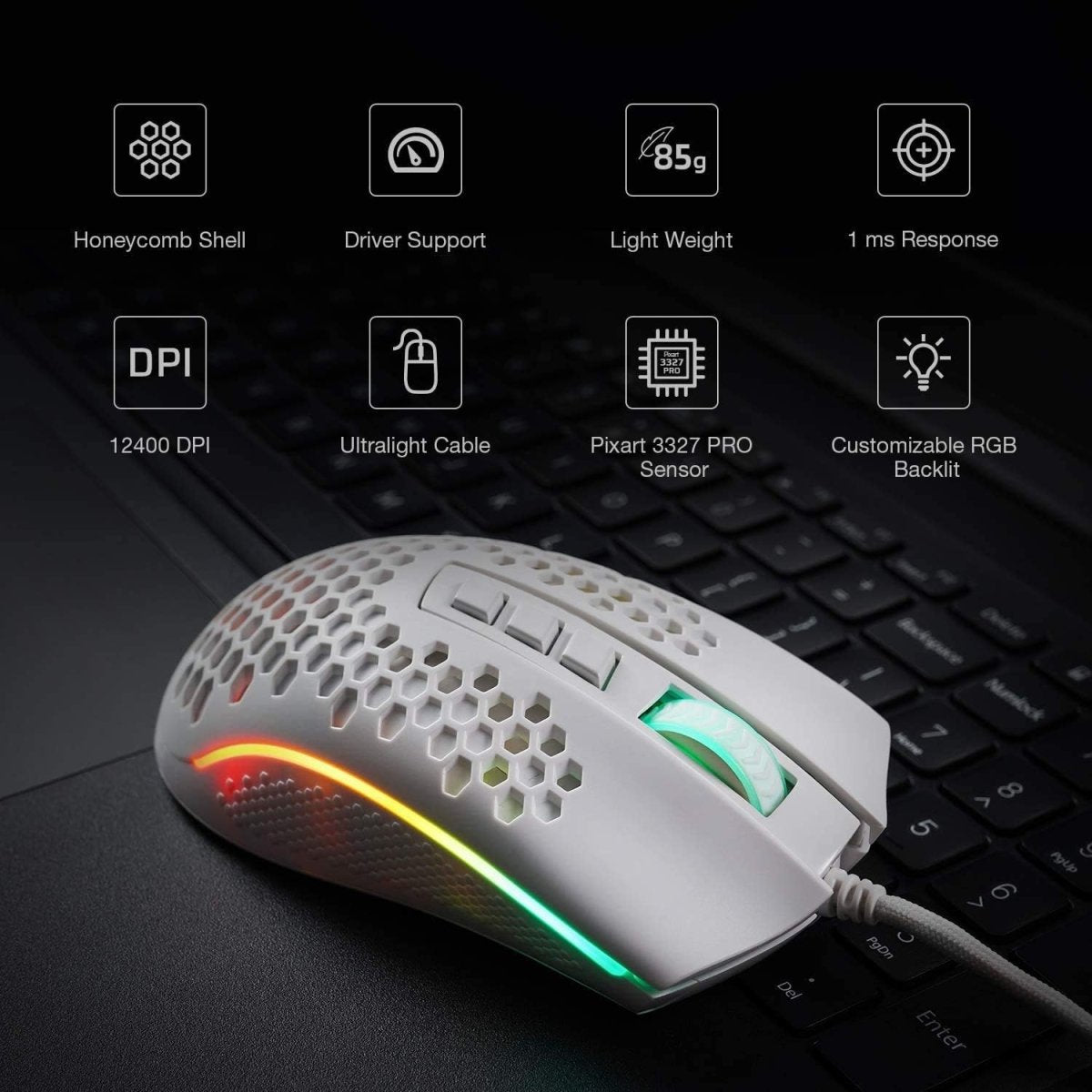 Storm Lightweight RGB Gaming Mouse - Keys Caps