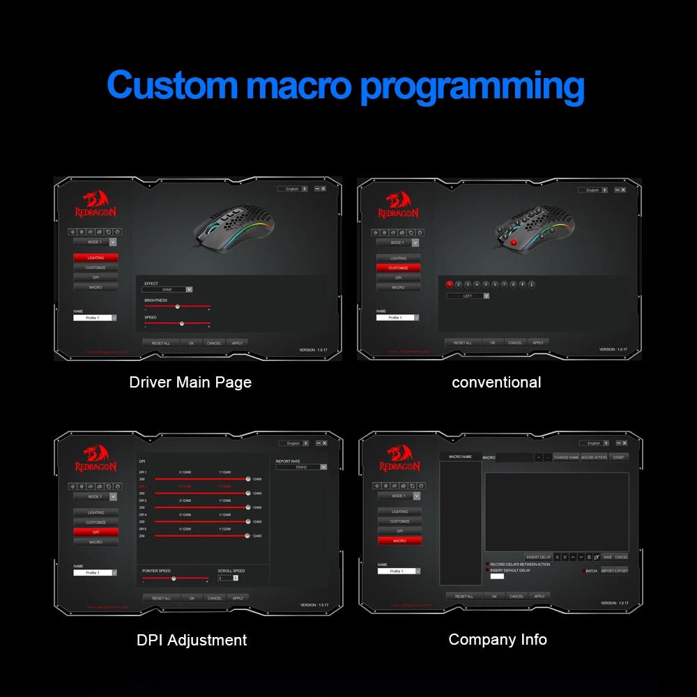 Storm USB Wired RGB Gaming Ultralight Honeycomb Mouse 12400 DPI - Keys Caps