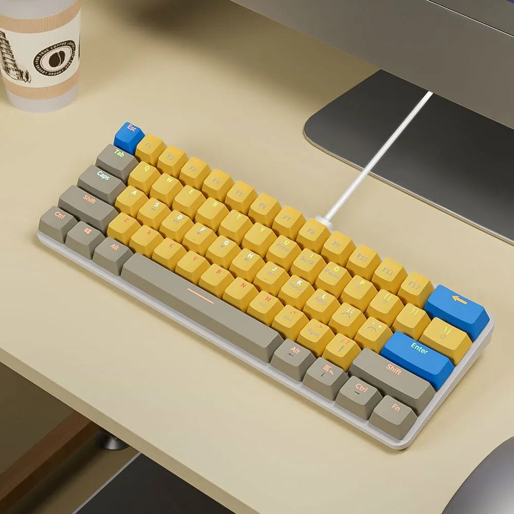 USB Wired Gaming Mechanical Keyboard Backlit Red Switches - Keys Caps