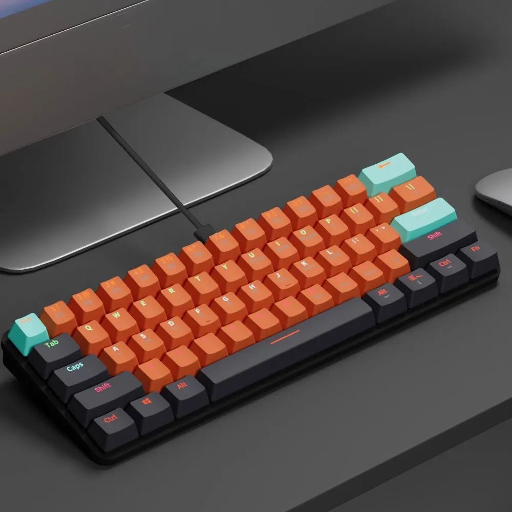 USB Wired Gaming Mechanical Keyboard Backlit Red Switches - Keys Caps