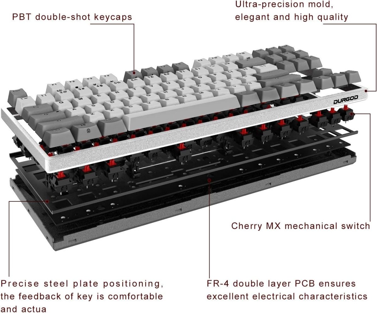 Wired Mechanical Gaming Keyboard - 87 Key - Double Shot PBT - Keys Caps