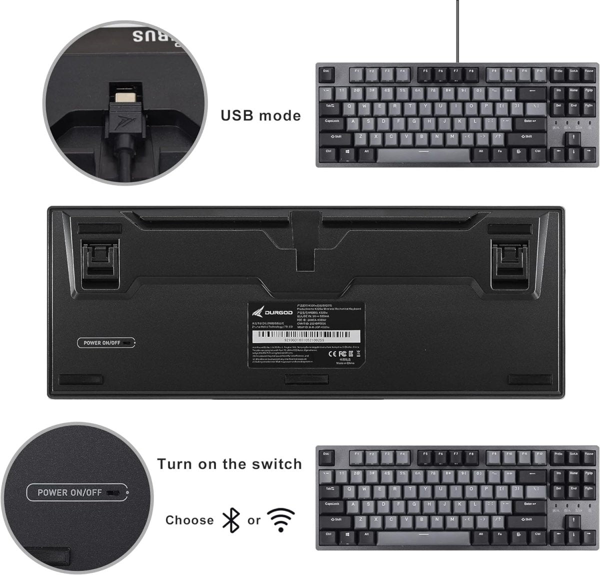 Wired Mechanical Gaming Keyboard - 87 Key - Double Shot PBT - Keys Caps