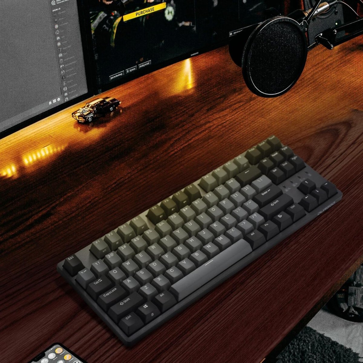 Wired Mechanical Gaming Keyboard - 87 Key - Double Shot PBT - Keys Caps