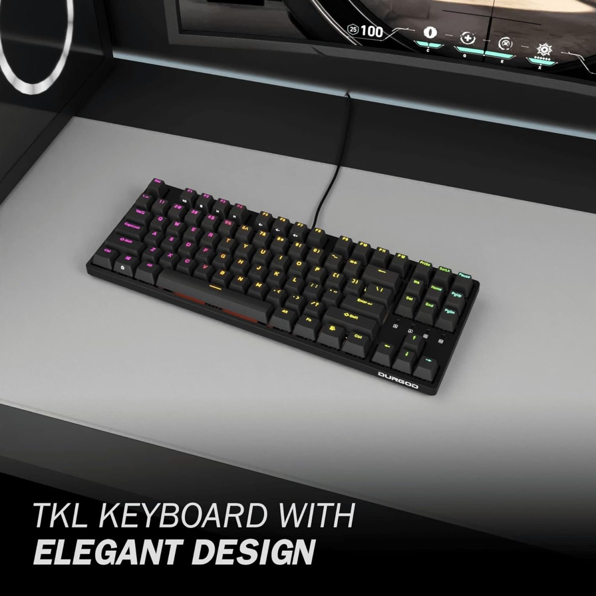 Wired Mechanical Gaming Keyboard - 87 Key - Double Shot PBT - Keys Caps