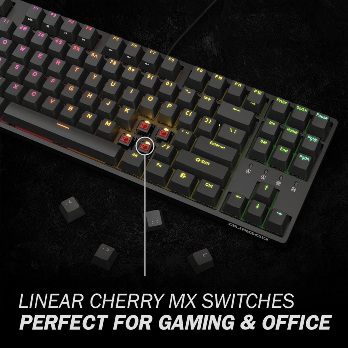 Wired Mechanical Gaming Keyboard - 87 Key - Double Shot PBT - Keys Caps
