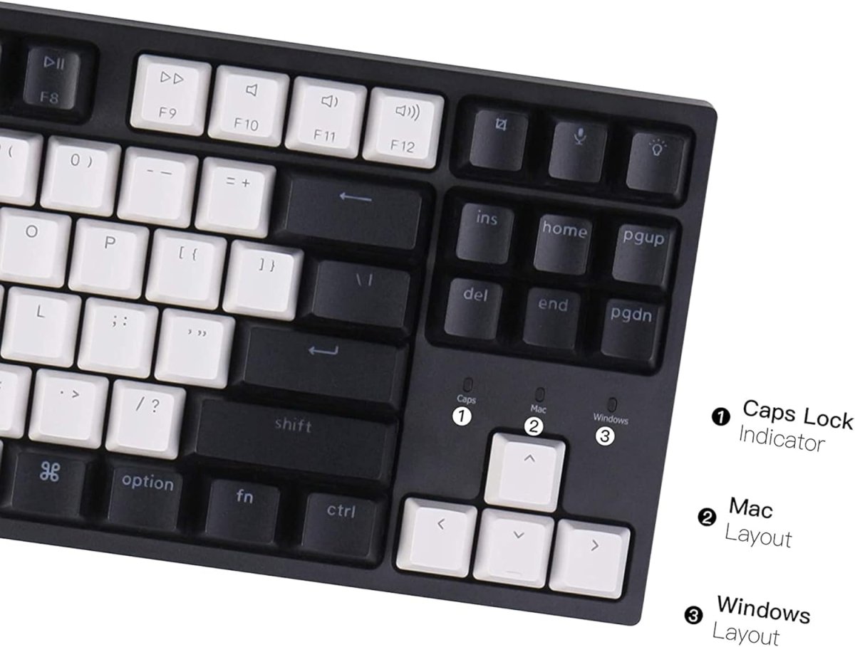 Wired Mechanical Keyboard 80% Layout White LED Backlit Double - Shot ABS Keycaps - Keys Caps