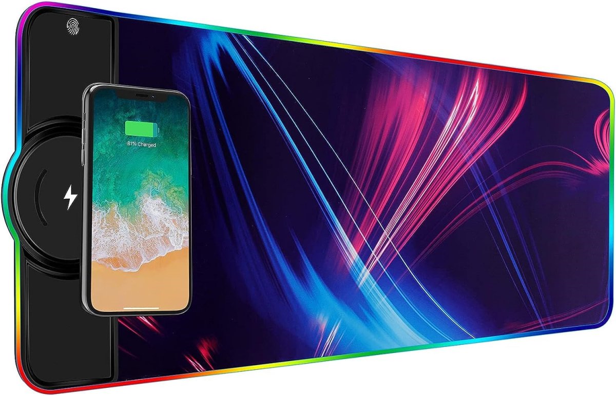 Wireless Charging RGB Gaming Mouse Pad - Keys Caps