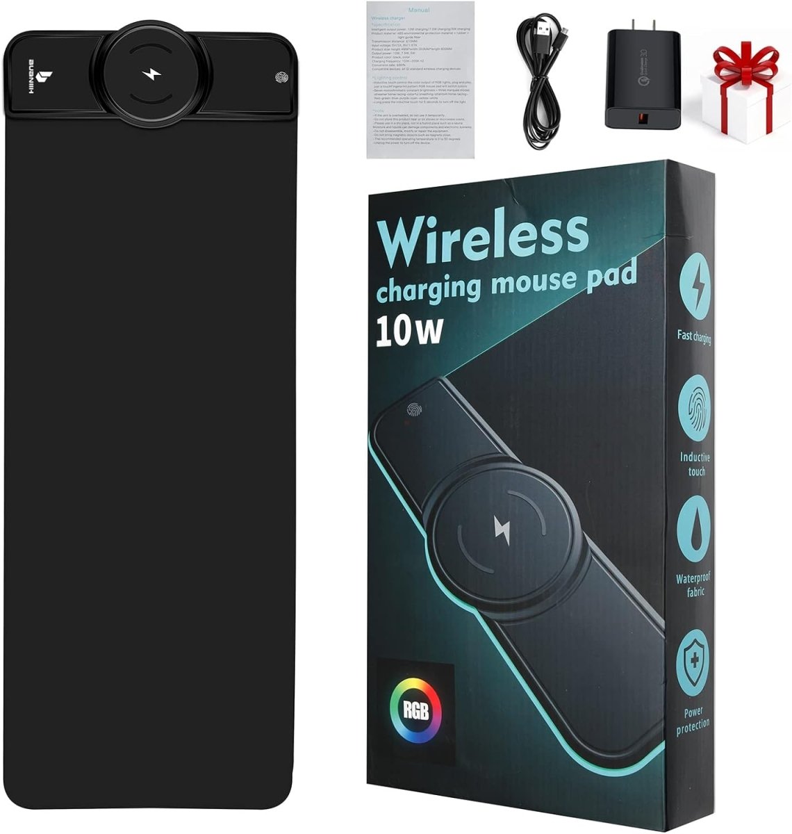 Wireless Charging RGB Gaming Mouse Pad - Keys Caps