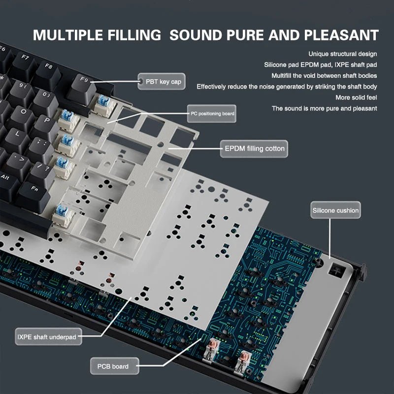 Wireless Gaming Mechanical Keyboard Full Size - Keys Caps