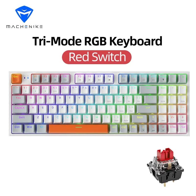 Wireless Gaming Mechanical Keyboard Hot Swap Tri - mode RGB Backlit - Keys Caps