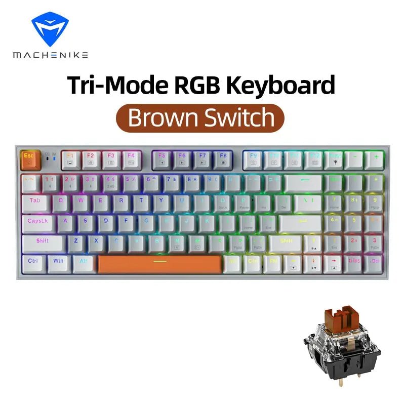 Wireless Gaming Mechanical Keyboard Hot Swap Tri - mode RGB Backlit - Keys Caps