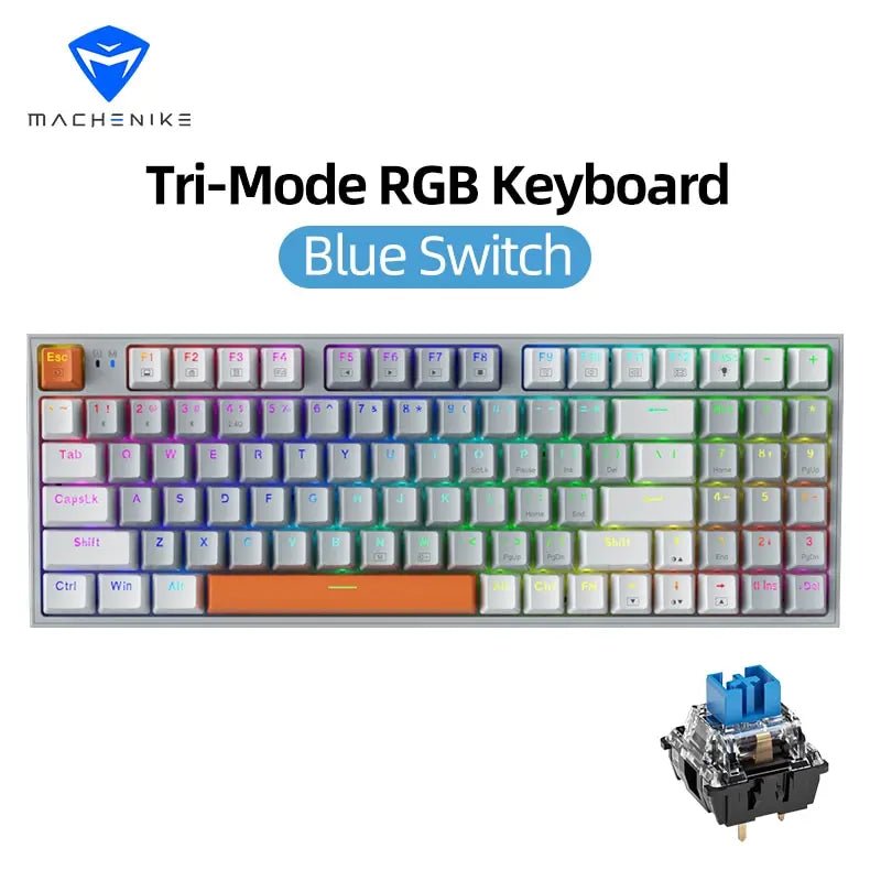 Wireless Gaming Mechanical Keyboard Hot Swap Tri - mode RGB Backlit - Keys Caps