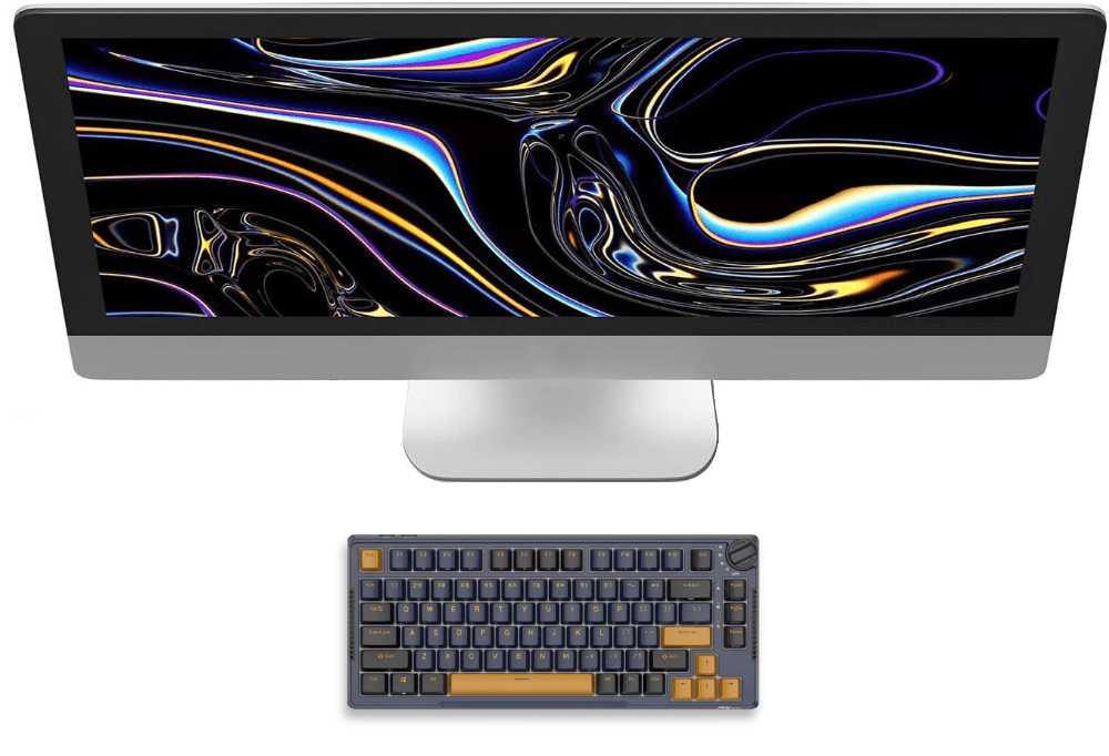 Wireless Gaming Mechanical Keyboard Knob Control Triple Mode Gasket Mount RGB Backlit - Keys Caps