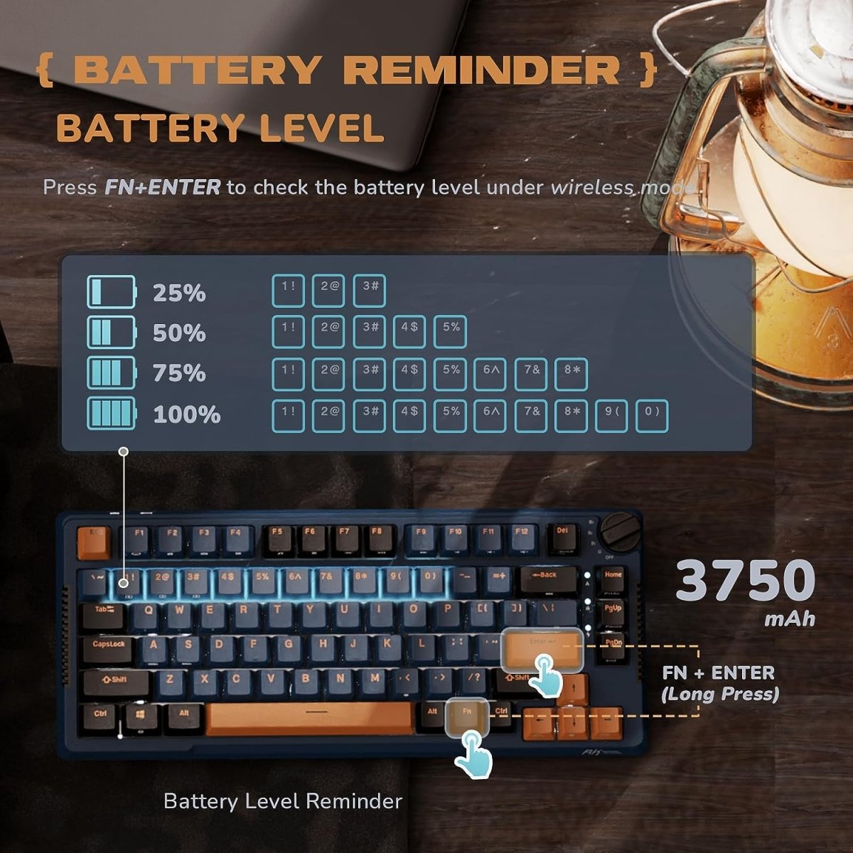 Wireless Gaming Mechanical Keyboard Knob Control Triple Mode Gasket Mount RGB Backlit - Keys Caps