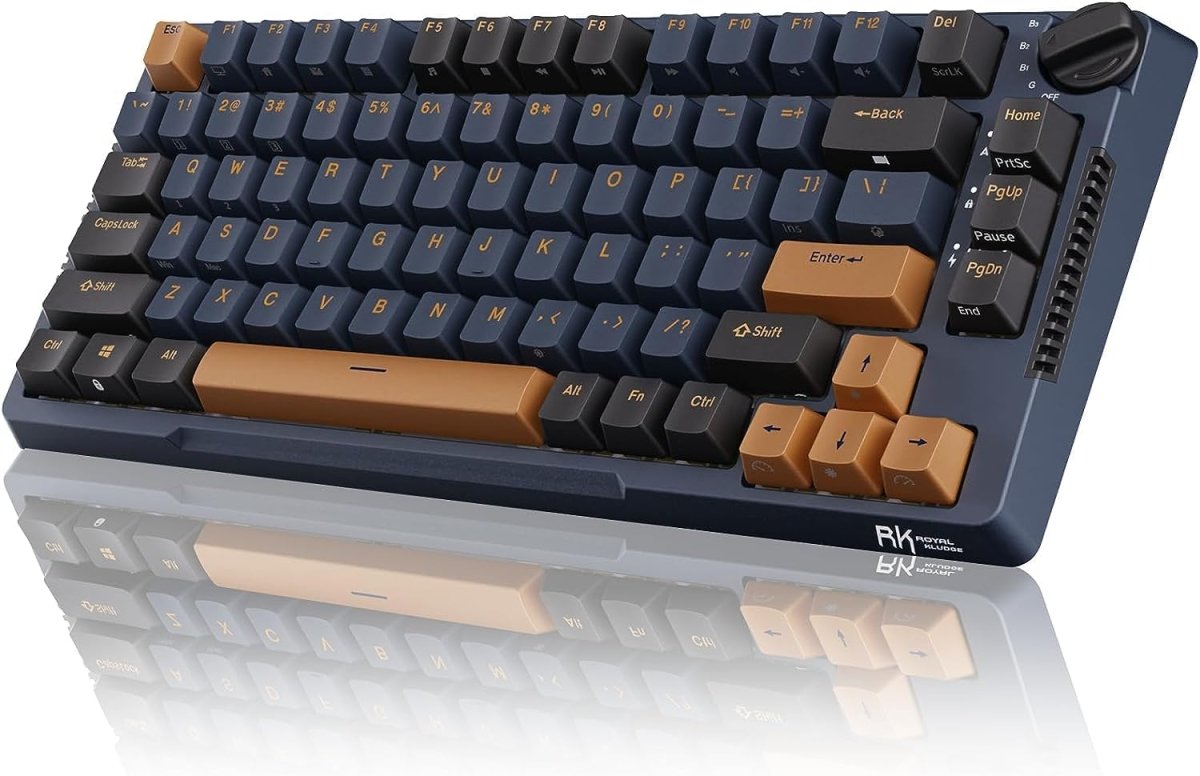 Wireless Gaming Mechanical Keyboard Knob Control Triple Mode Gasket Mount RGB Backlit - Keys Caps