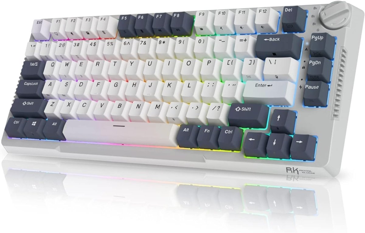 Wireless Gaming Mechanical Keyboard Knob Control Triple Mode Gasket Mount RGB Backlit - Keys Caps