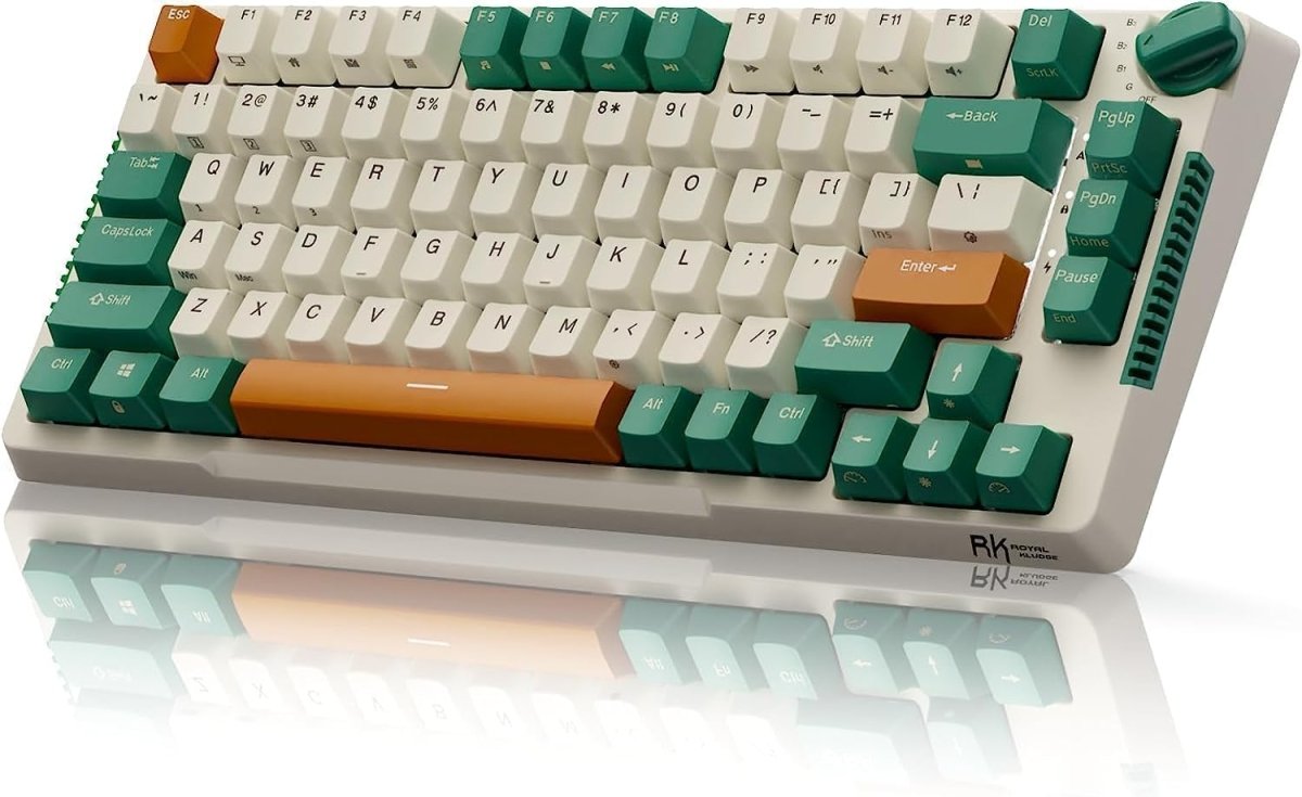 Wireless Gaming Mechanical Keyboard Knob Control Triple Mode Gasket Mount RGB Backlit - Keys Caps