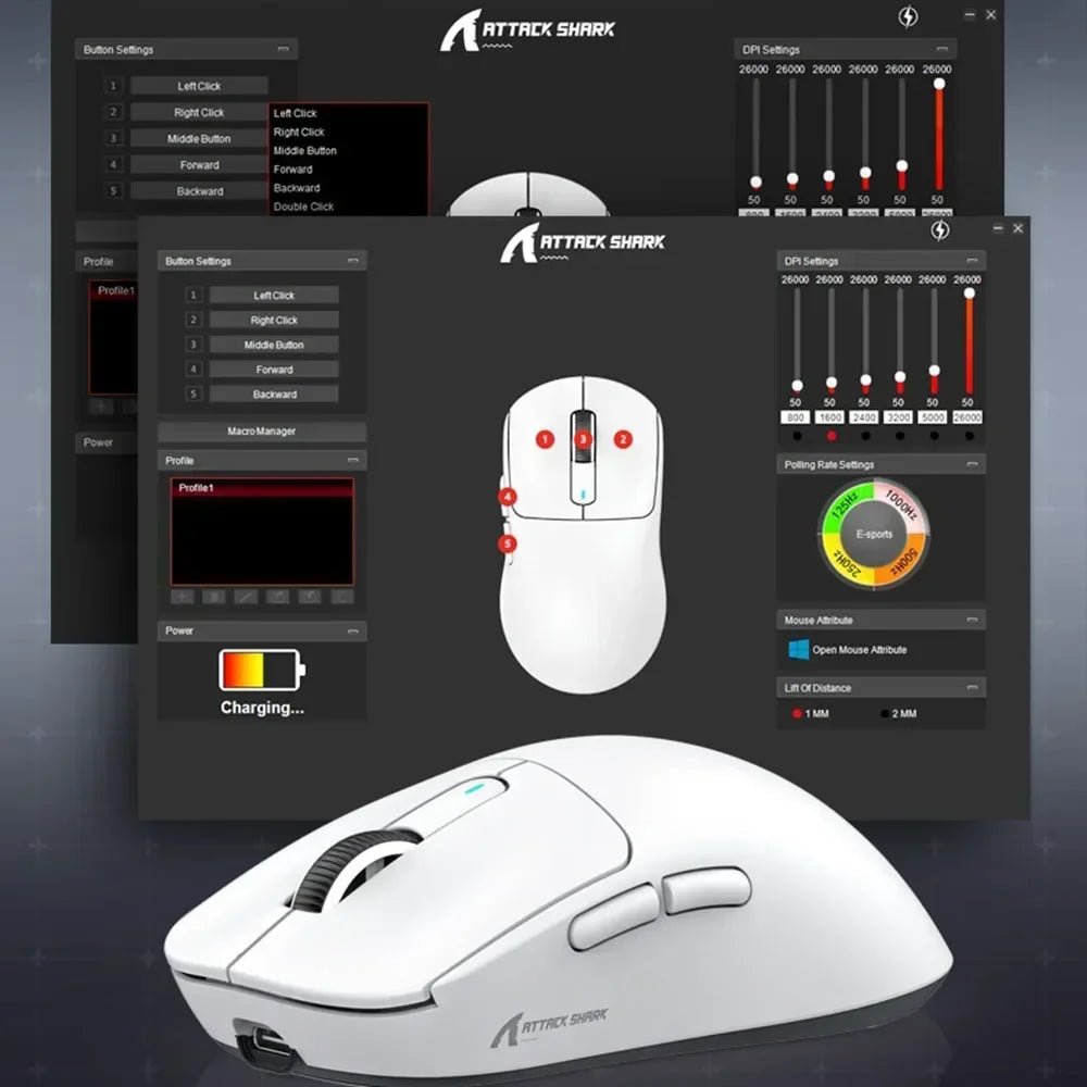 Wireless Gaming Mouse Tri - Mode Bluetooth Lightweight - Keys Caps