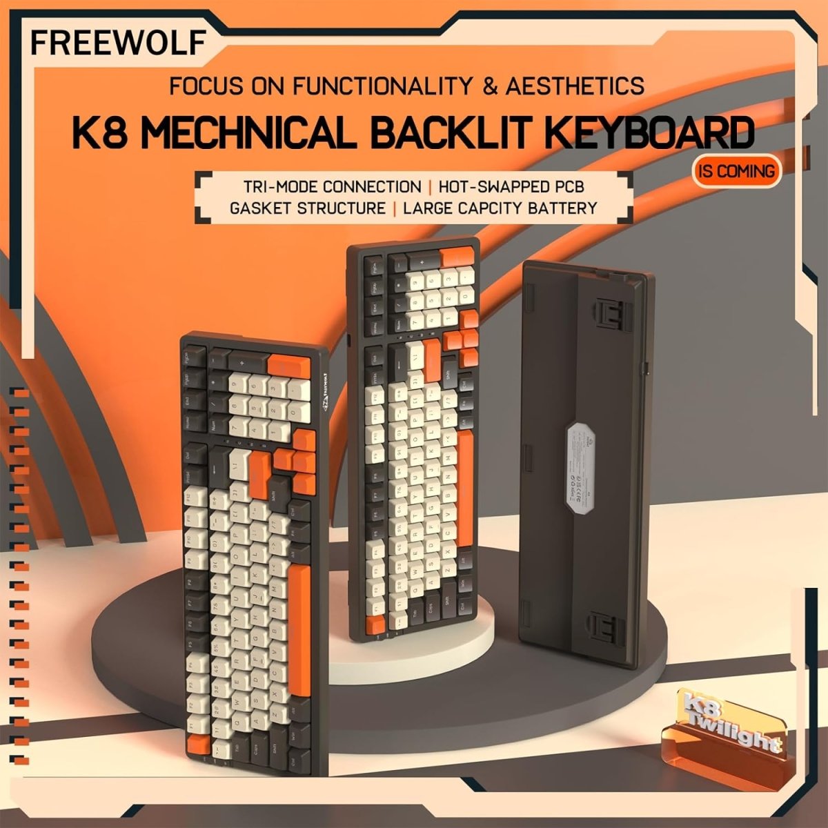 Wireless Mechancial Gaming Keyboard Hot - Swapped with Rainbow Backlit - Keys Caps