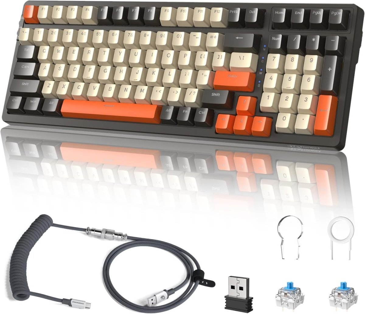 Wireless Mechancial Gaming Keyboard Hot - Swapped with Rainbow Backlit - Keys Caps