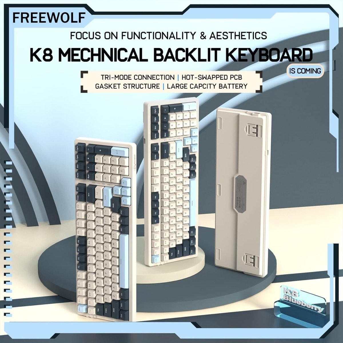 Wireless Mechancial Gaming Keyboard Hot - Swapped with Rainbow Backlit - Keys Caps