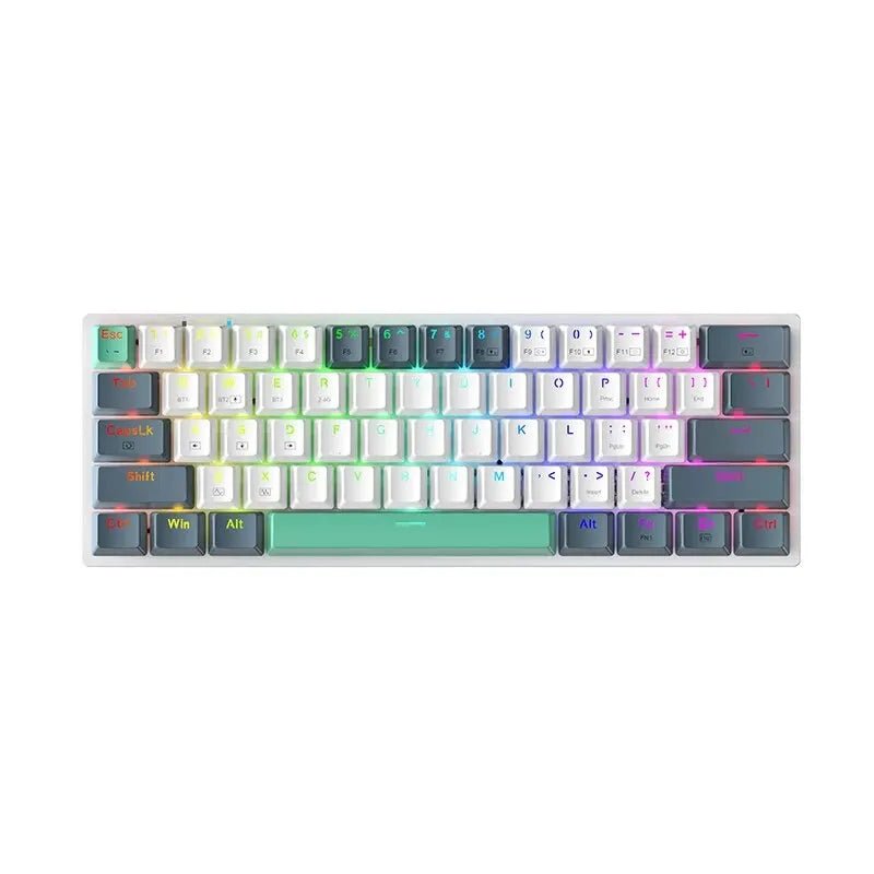 Wireless Mechanical Keyboard 60% Hot - swappable Tri - mode RGB Wireless - Keys Caps