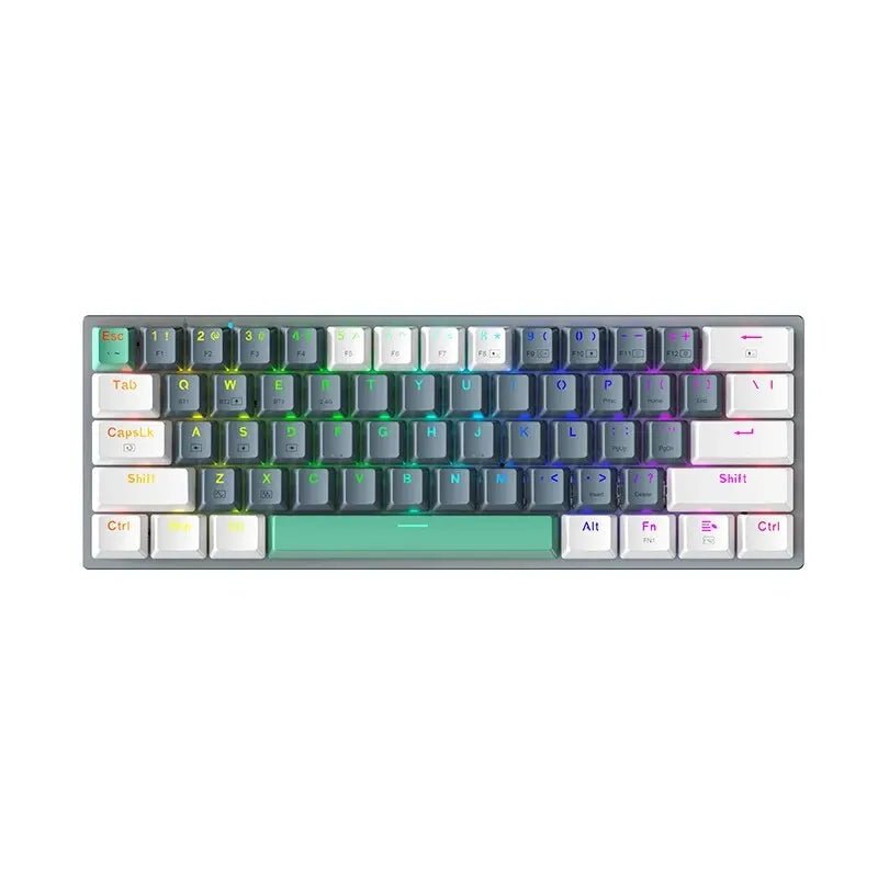 Wireless Mechanical Keyboard 60% Hot - swappable Tri - mode RGB Wireless - Keys Caps