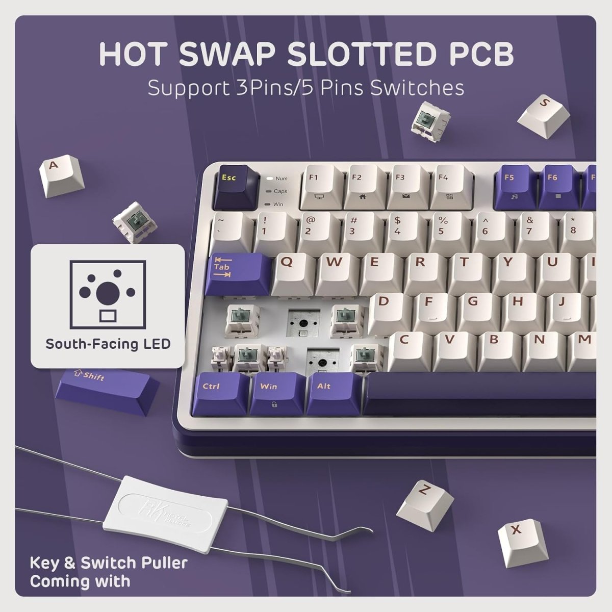 Wireless Mechanical Keyboard BT/2.4G/USB - C Hot Swappable - Keys Caps