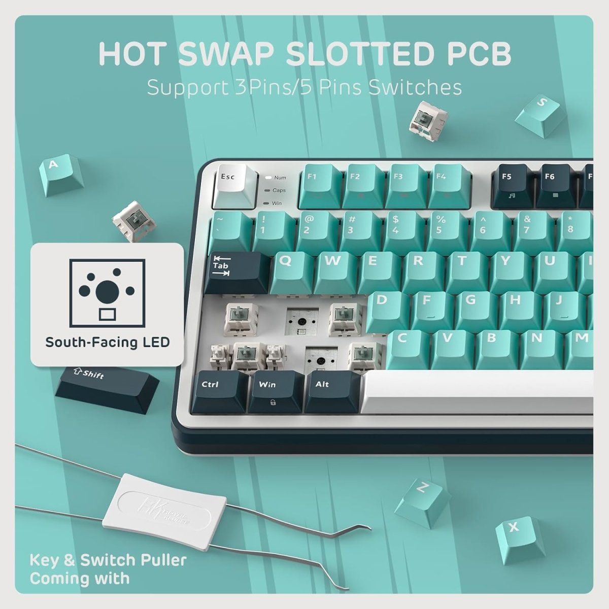 Wireless Mechanical Keyboard BT/2.4G/USB - C Hot Swappable - Keys Caps