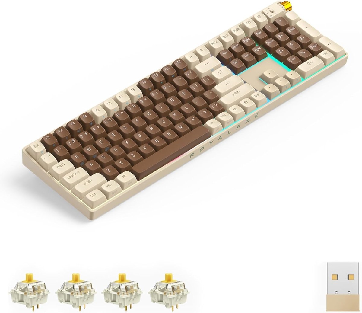 Wireless Mechanical Keyboard Hot Swappable Wireless RGB, PBT Keycaps - Keys Caps