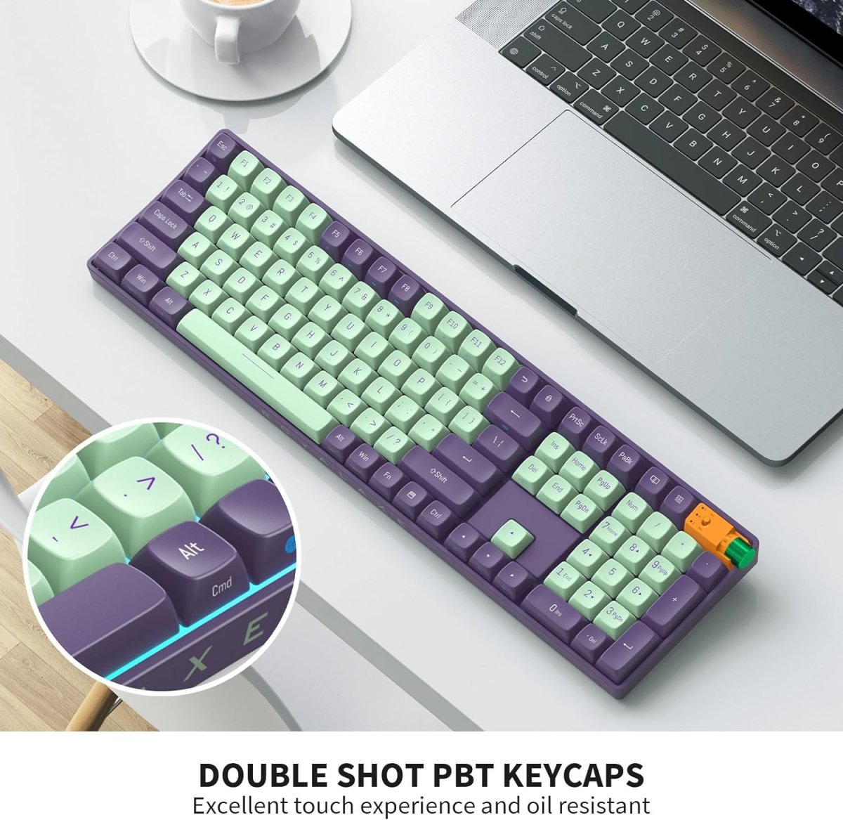 Wireless Mechanical Keyboard Hot Swappable Wireless RGB, PBT Keycaps - Keys Caps