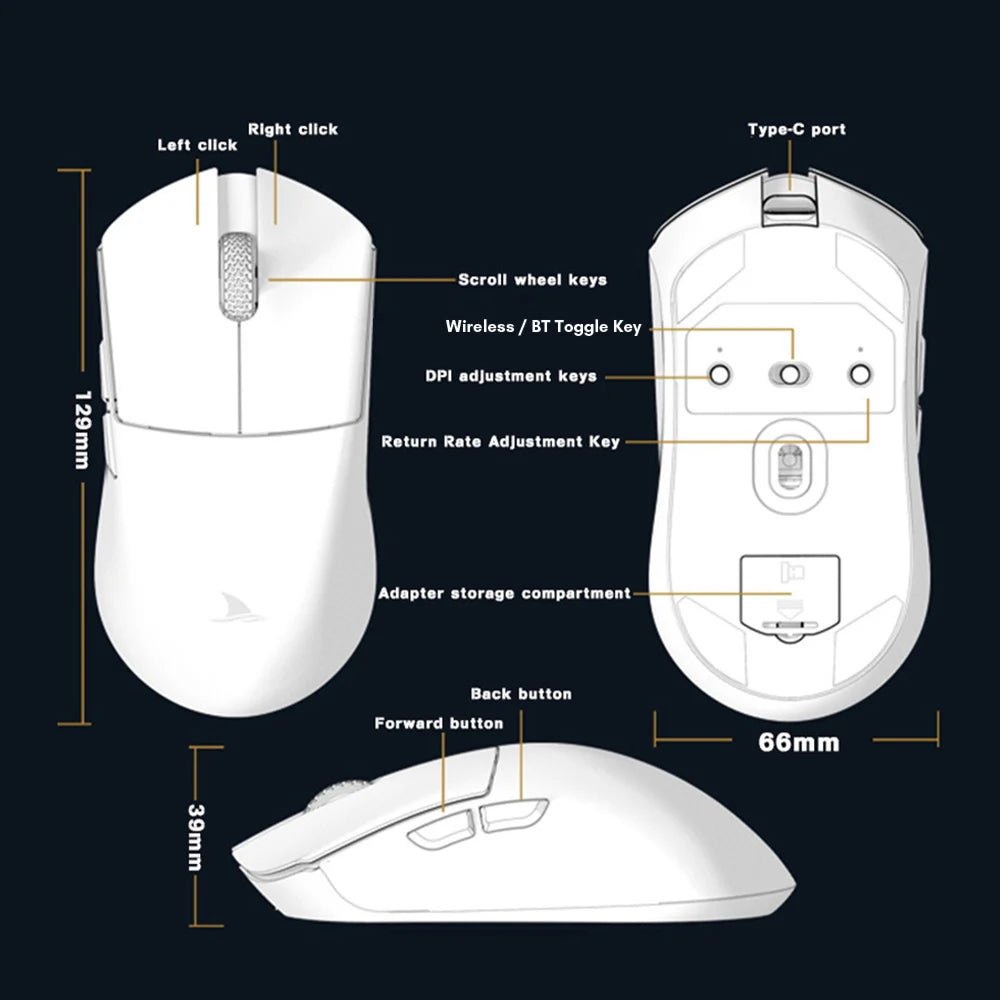 Wireless Mouse Gaming Esports 2.4G Type - C Slim Rechargeable Silence - Keys Caps