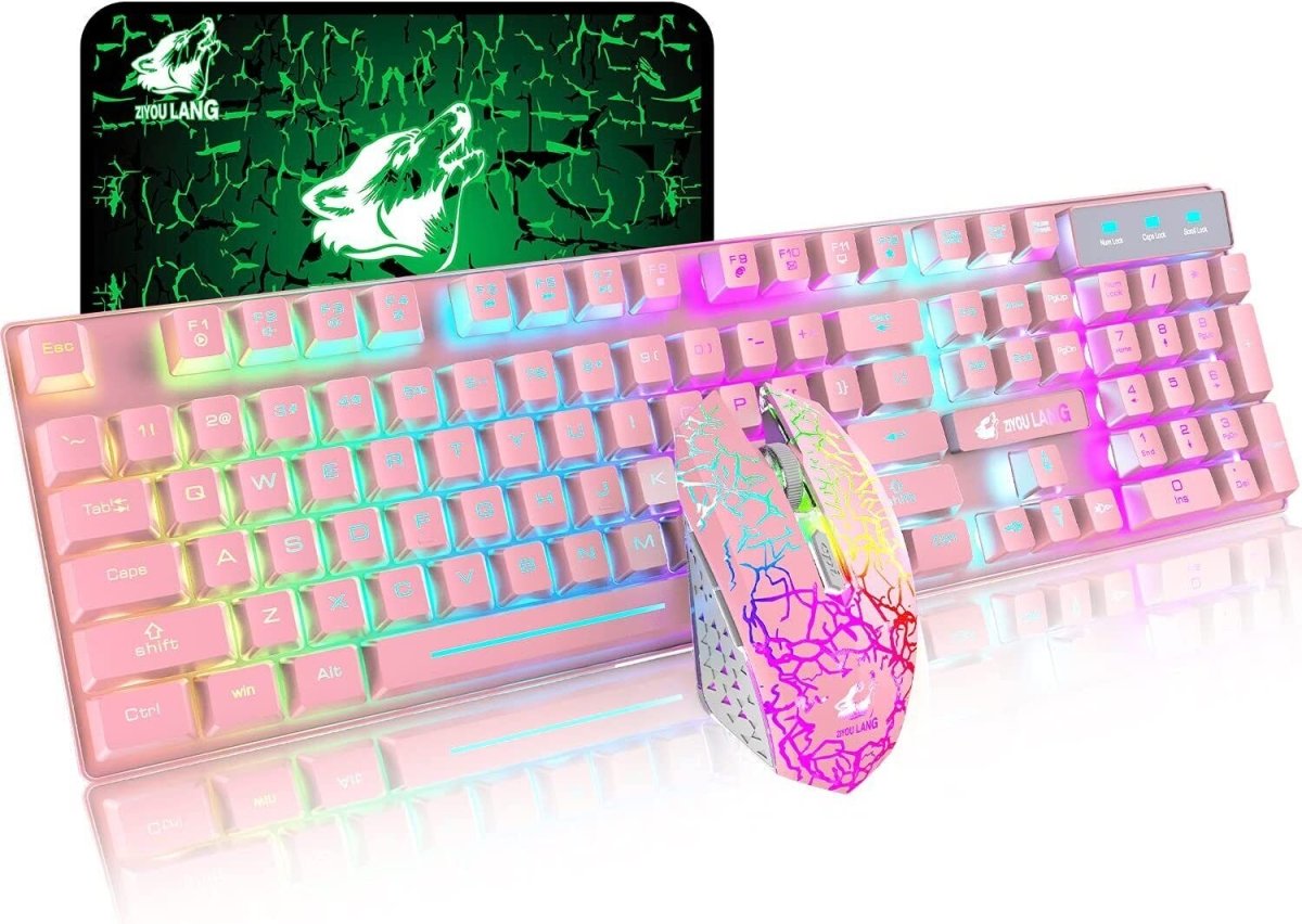 Wireless RGB Gaming Keyboard and Mouse Combo - Keys Caps