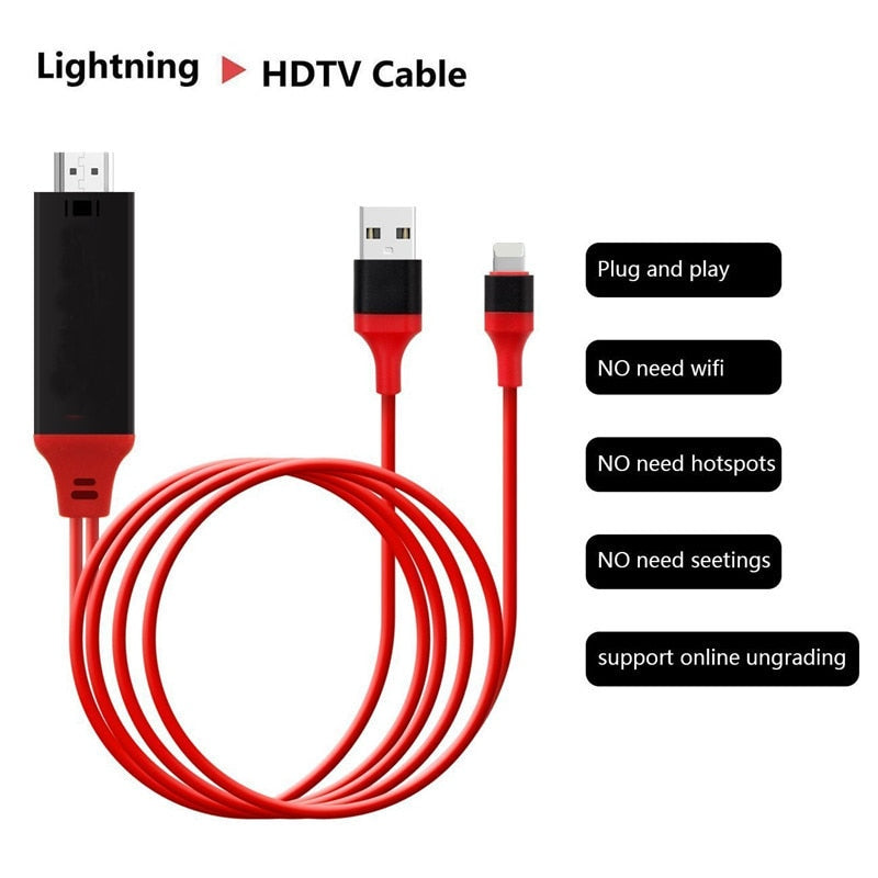 HDTV TV Digital AV Adapter Lightning To HDMI compatible Cable USB 1080P Smart Converter Cable For Apple TV IPhone HD - KeysCaps