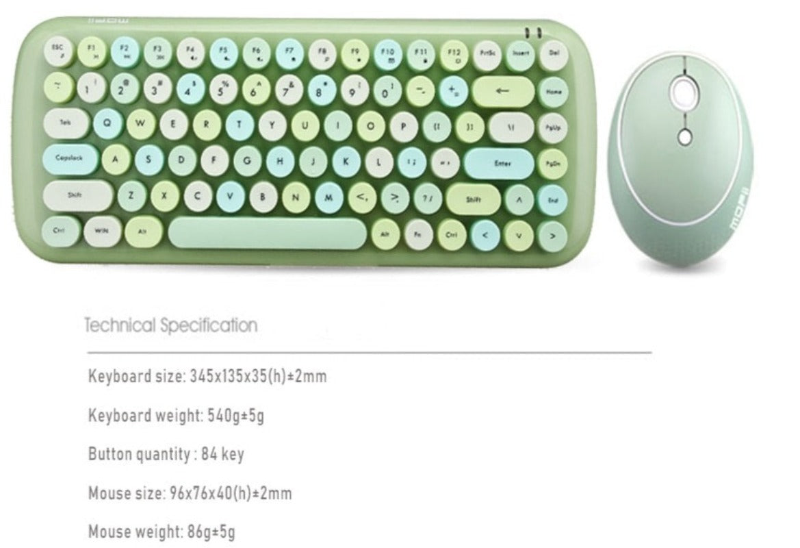 Wireless Keyboard and Mouse Set Mixed Color - KeysCaps