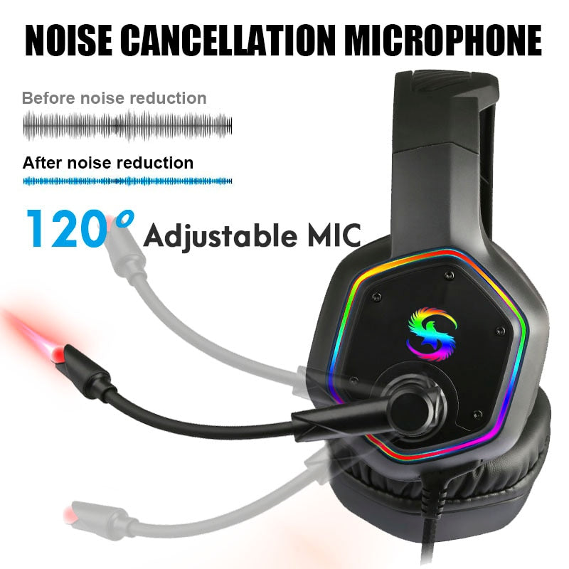 LED Gaming Bass Headset with Microphone - KeysCaps