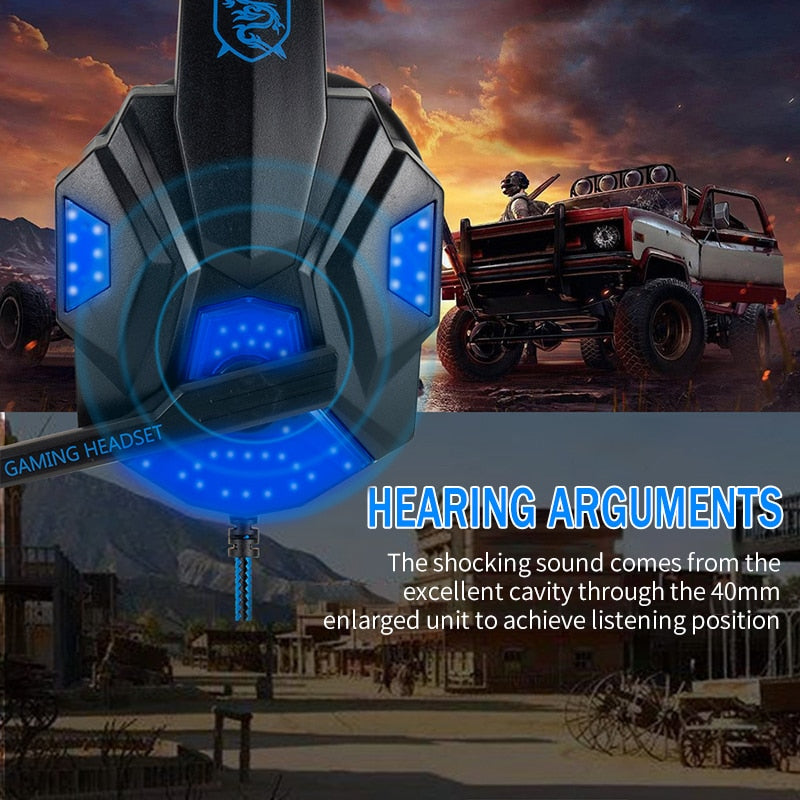 Professional Led Gaming Headset Wired With Mic - KeysCaps