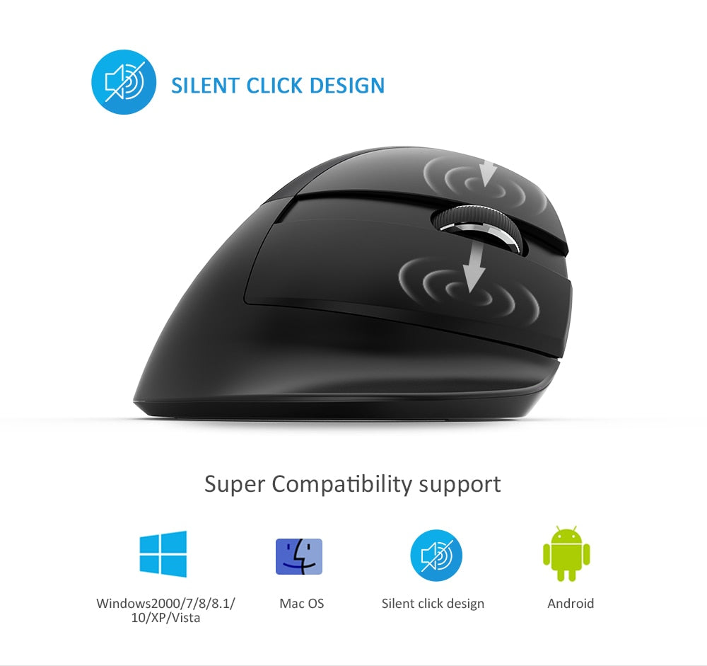 Vertical Mouse For Computer Mini Bluetooth 4.0 + 2.4GHz Dual mode Wireless Mouse Ergonomic Rechargeable Silent click - KeysCaps