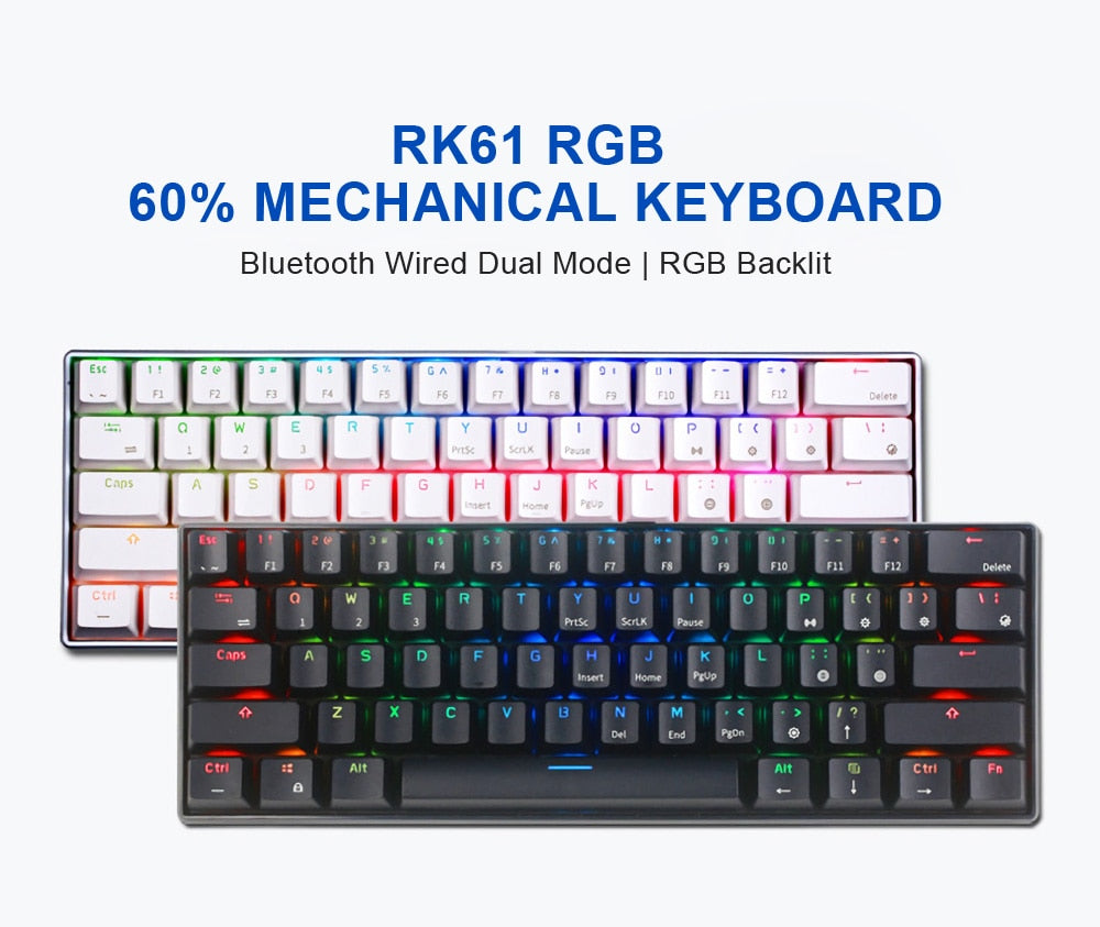 Ergonomic Bluetooth Wired Dual Mode RGB Light Mechanical Gaming Keyboard - KeysCaps