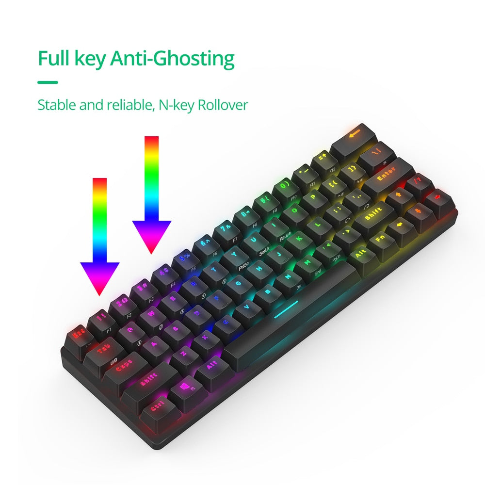 RGB Wireless Gaming Mechanical Keyboard 63 Keys Type C - KeysCaps