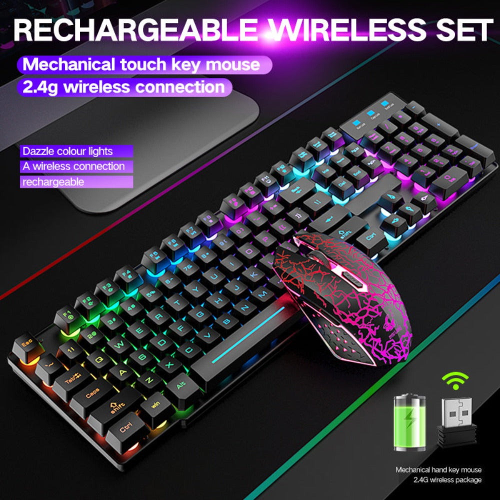 Wireless RGB Gaming Keyboard and Mouse combo 104 Keys - KeysCaps