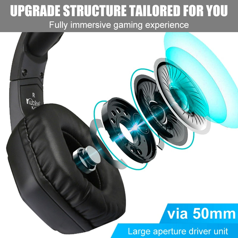 LED Gaming Bass Headset with Microphone - KeysCaps