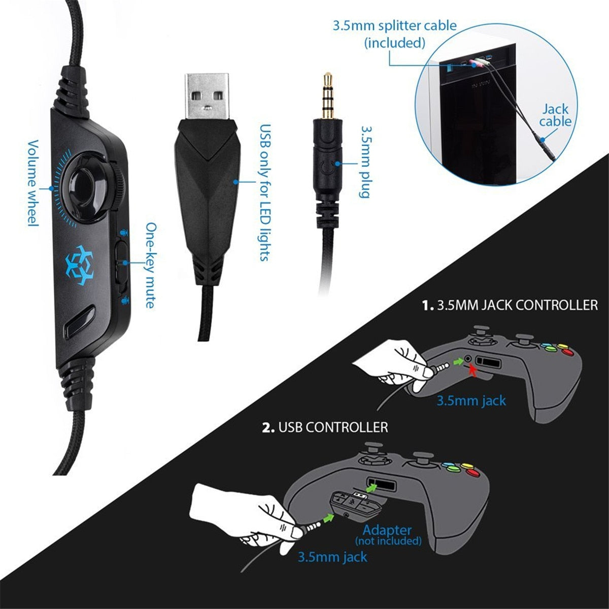 Surround Gaming LED Headset with Mic - KeysCaps