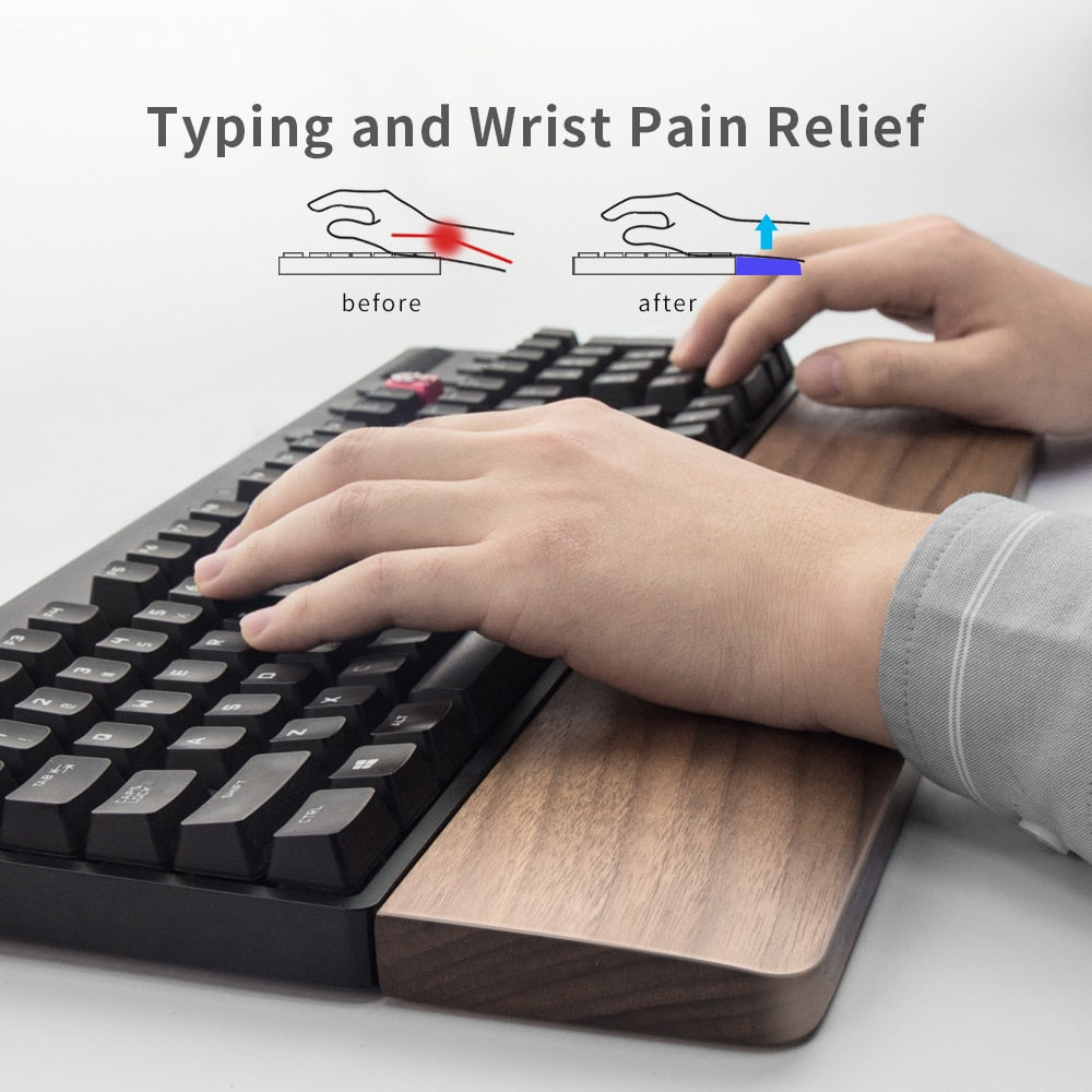 Wooden Keyboard Wrist Rest Ergonomic Gaming Desk Wrist Pad Support - KeysCaps