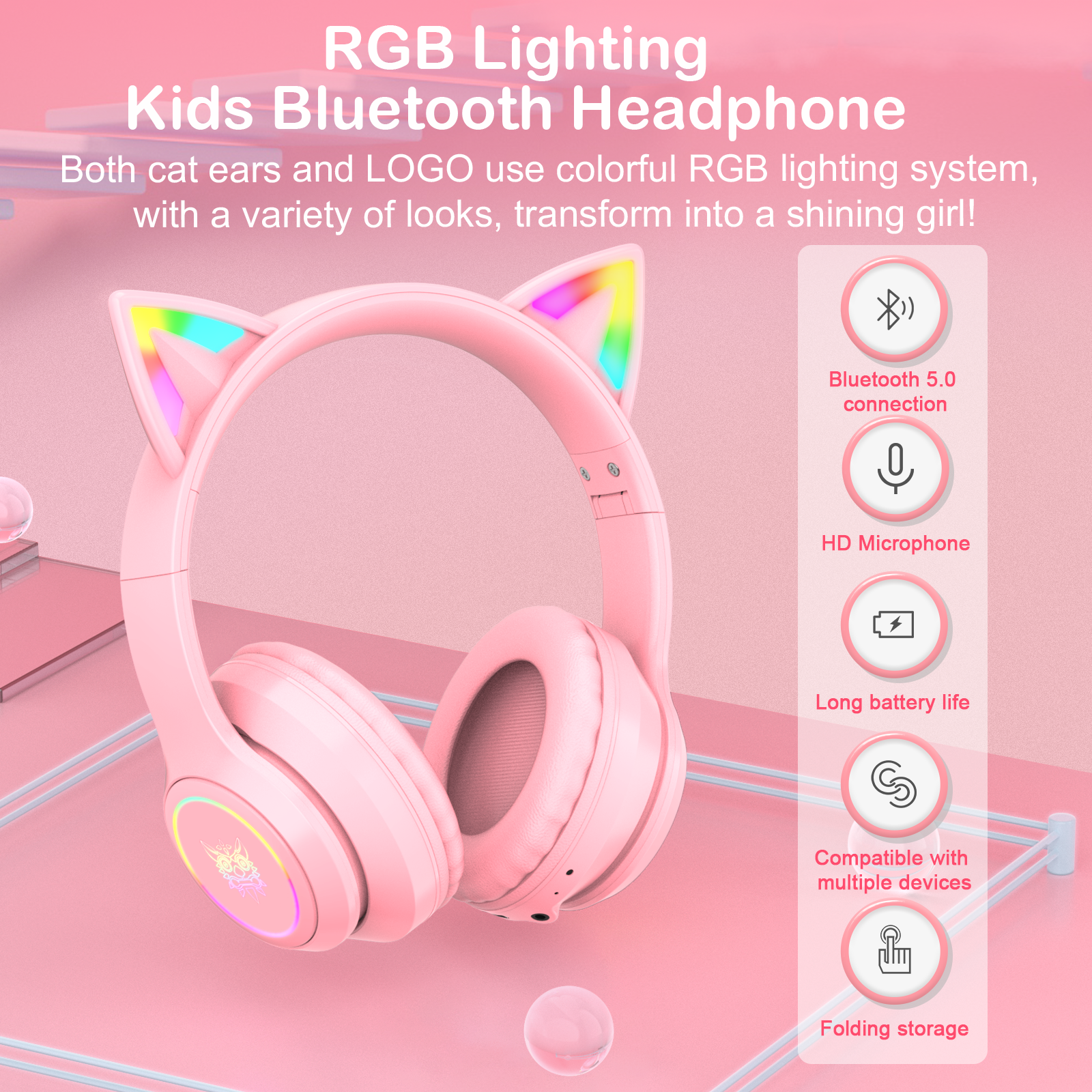 RGB Gaming 7.1 Stereo noise reduction Headphones Bluetooth Compatible - KeysCaps